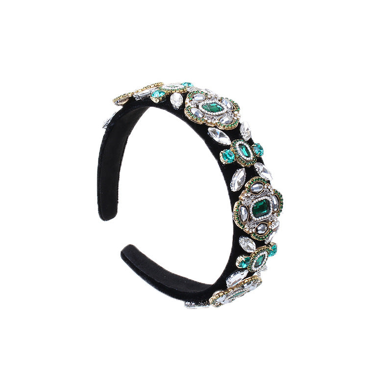 Wholesale Wide Edged Colorful Rhinestone Flower Headband