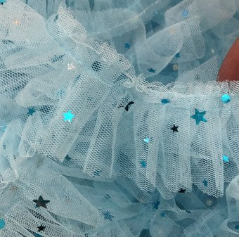 Wholesale 40pcs 5cm star moon mesh sequin pleated lace Doll Accessories