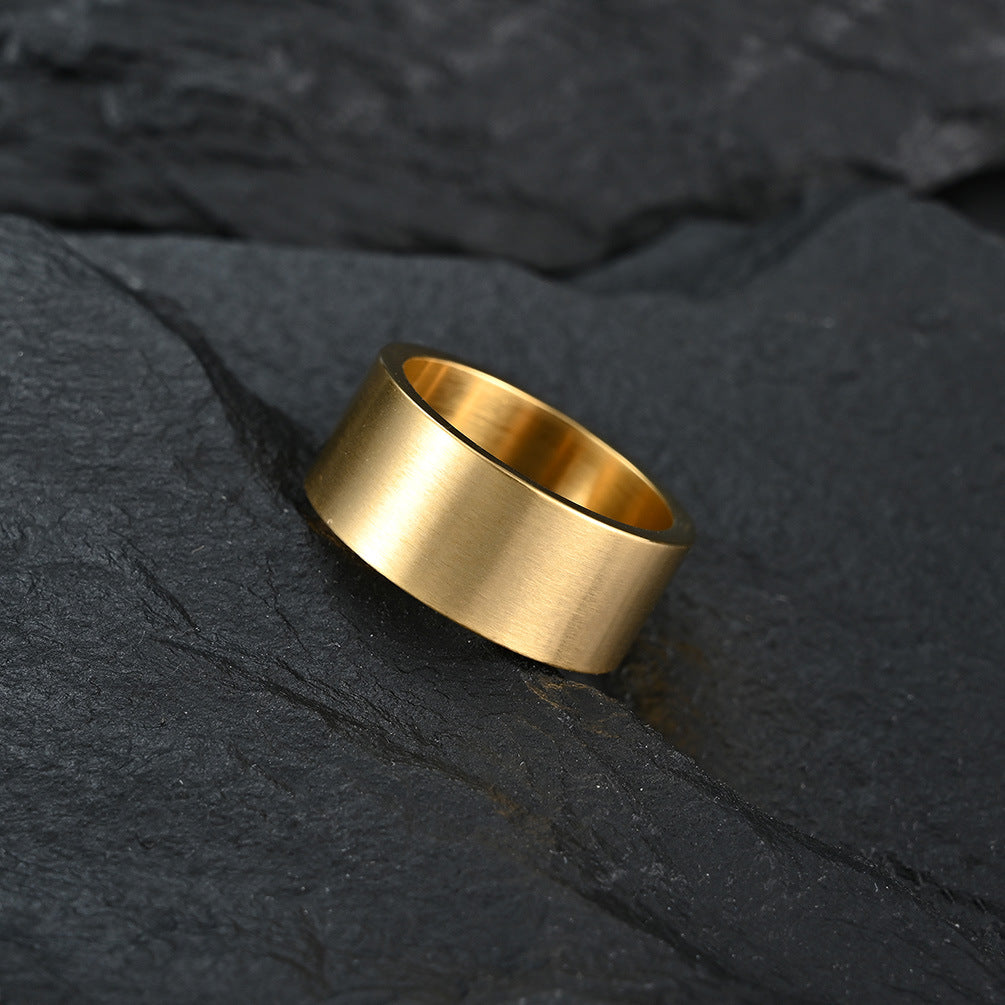 Wholesale 10mm wide simple matte brushed titanium steel ring