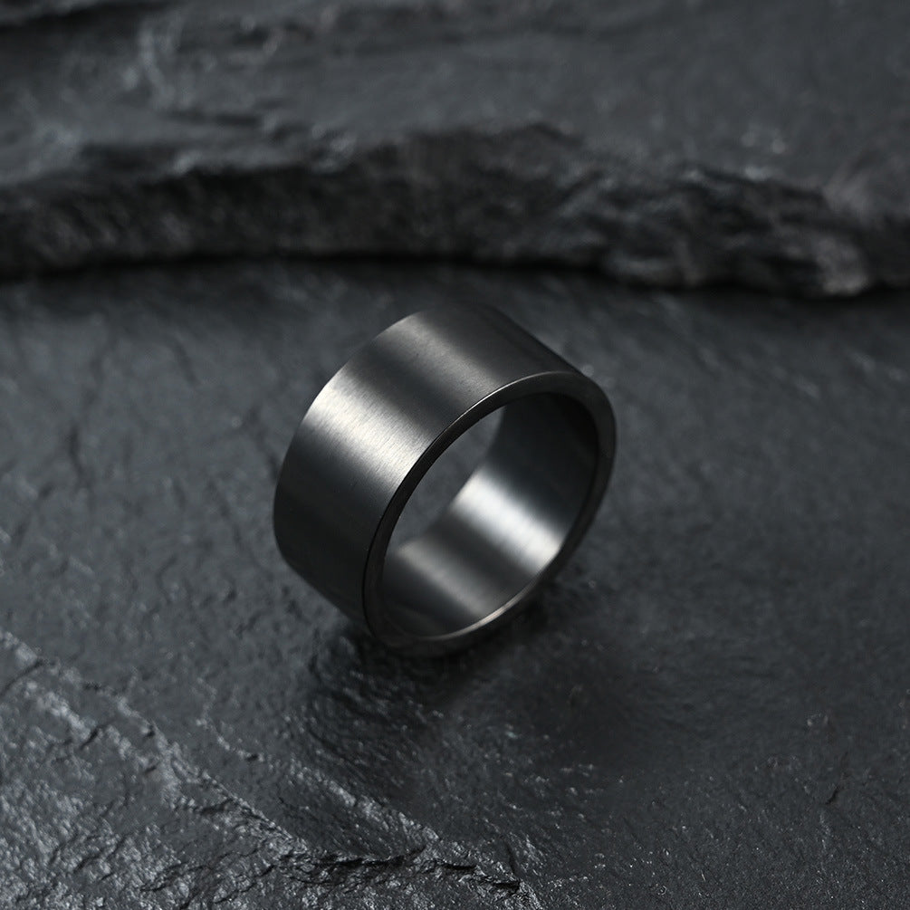 Wholesale 10mm wide simple matte brushed titanium steel ring