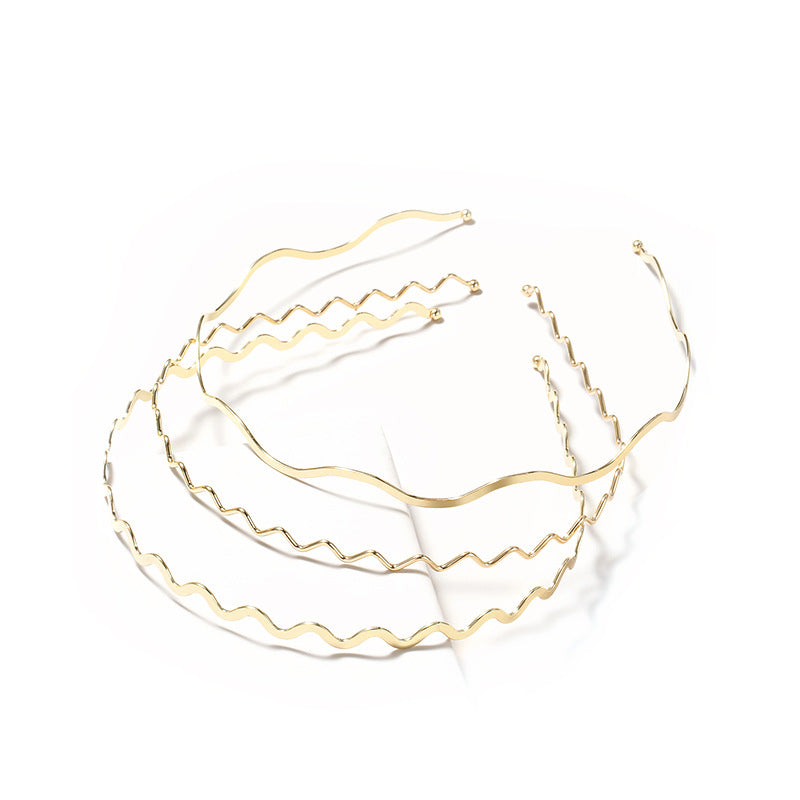 Wholesale Metal Wave Thin Hairband Gold Thin Style