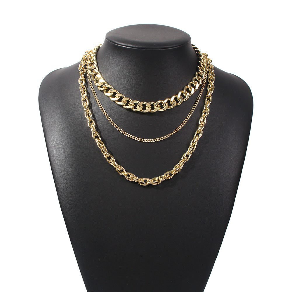 Wholesale Punk Hip-Hop Fashion Exaggerated Multi-layered Chain Necklace