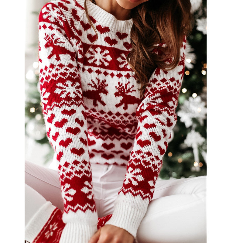 Wholesale Autumn/winter Knitted Christmas Elk Long-sleeved Knitted Sweater