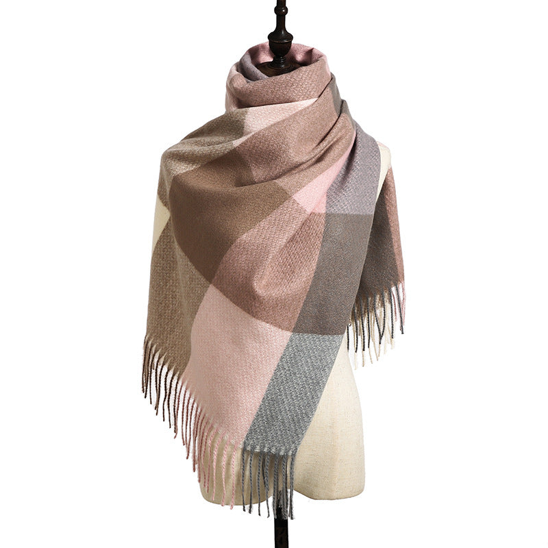 Wholesale women's autumn and winter imitation cashmere British style tassel shawl scarf