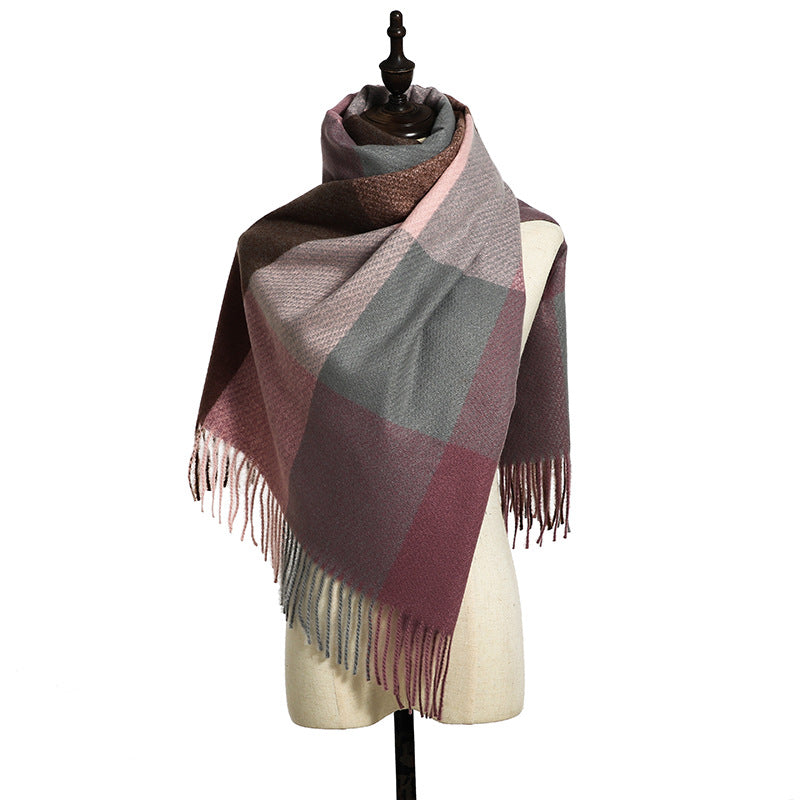 Wholesale women's autumn and winter imitation cashmere British style tassel shawl scarf
