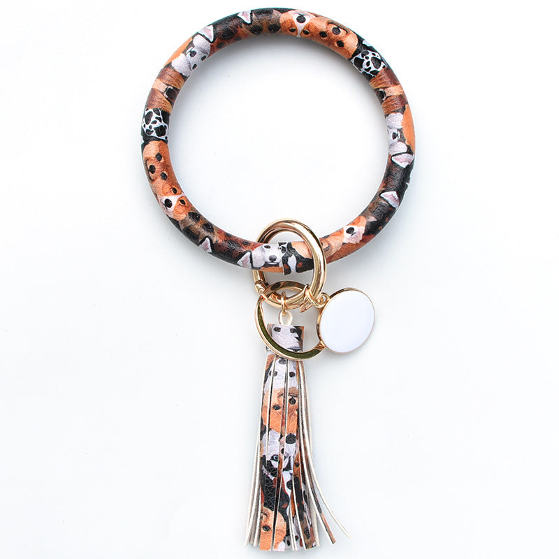 WholesalePU Leather Tassel Bracelet Keychain