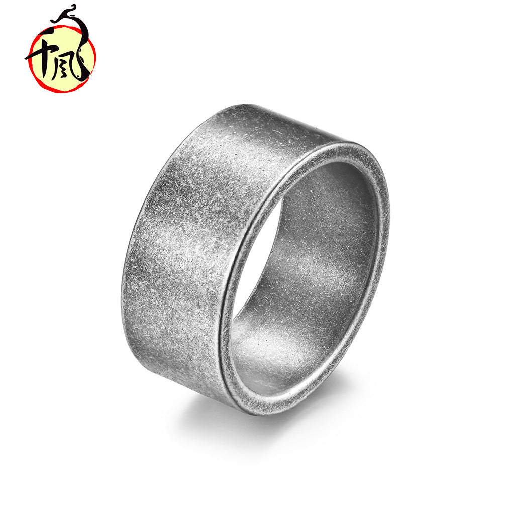 Wholesale 10mm wide simple matte brushed titanium steel ring