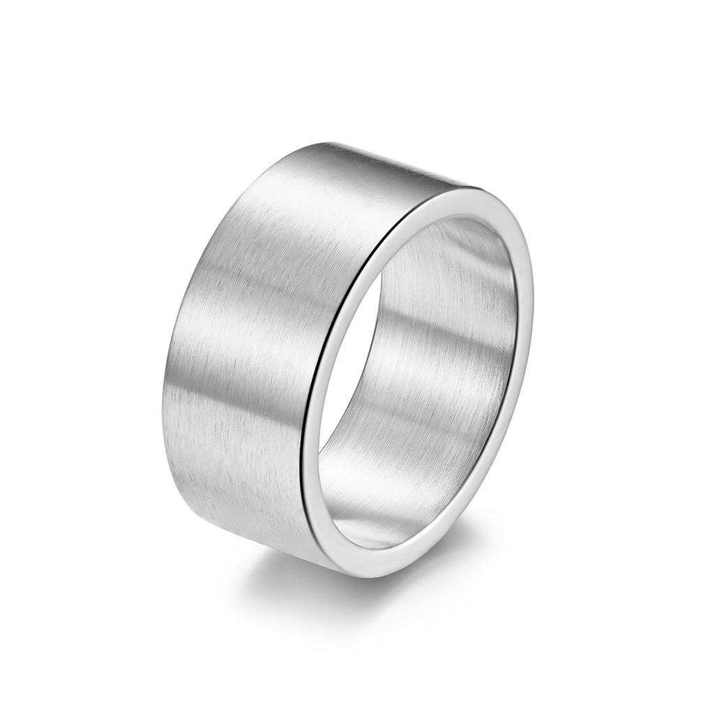 Wholesale 10mm wide simple matte brushed titanium steel ring