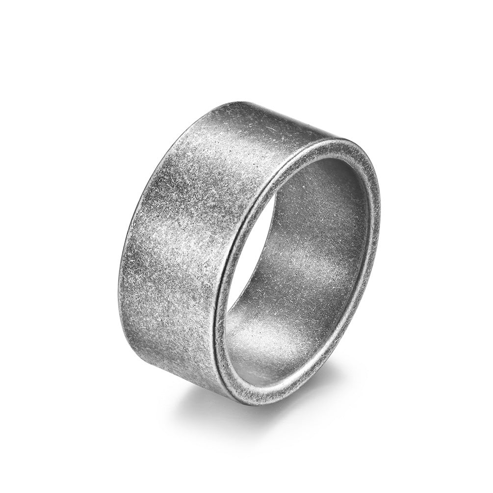 Wholesale 10mm wide simple matte brushed titanium steel ring