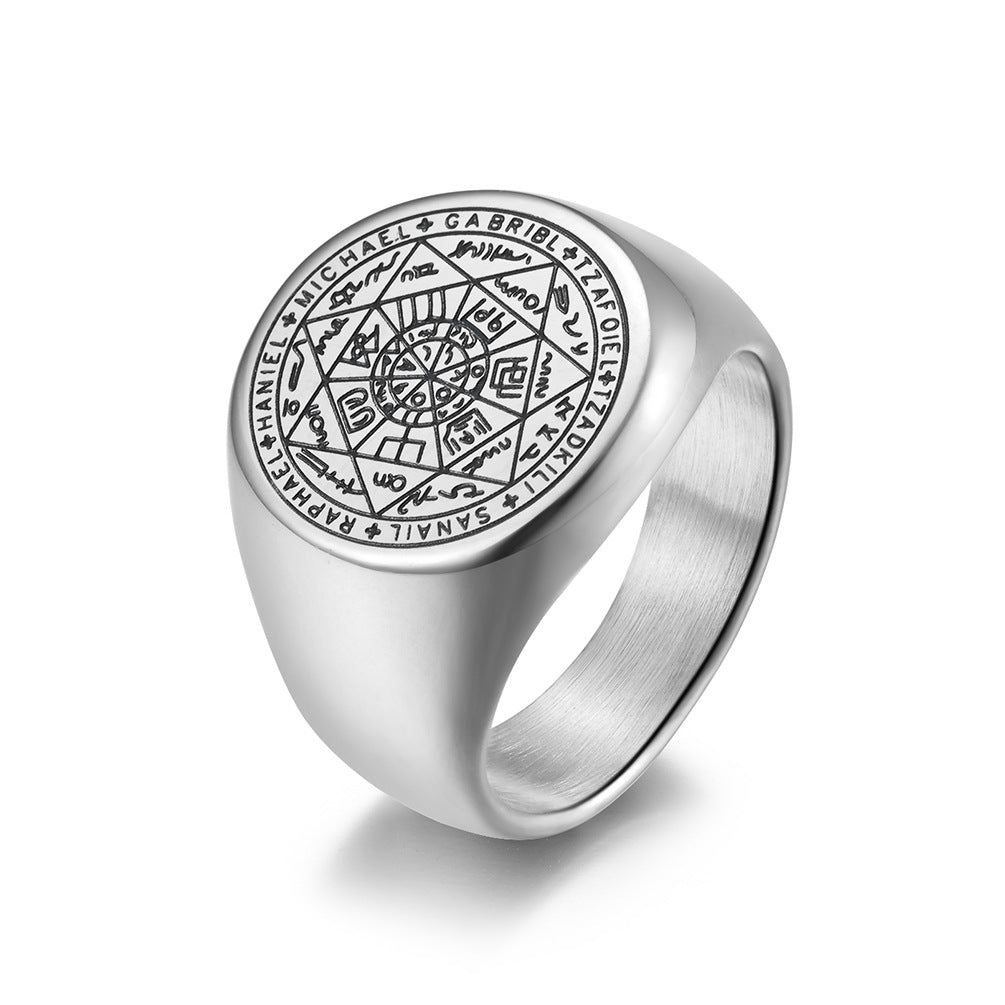 Wholesale Seven Star Titanium Steel Men' s Ring