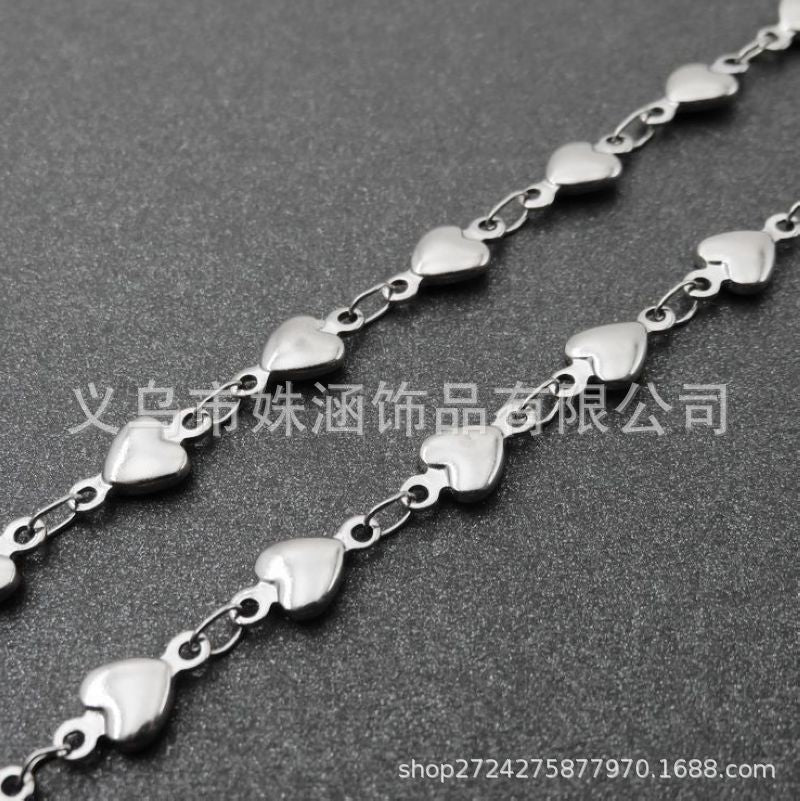 Wholesale DIY Clavicle Heart-shaped Stainless Steel Necklace