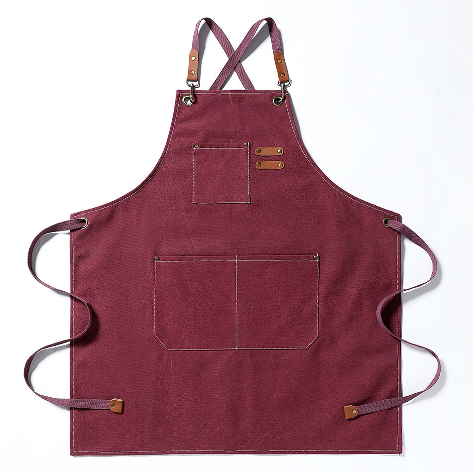 Wholesale Canvas Multi Pocket Advertising Kitchen Work Apron