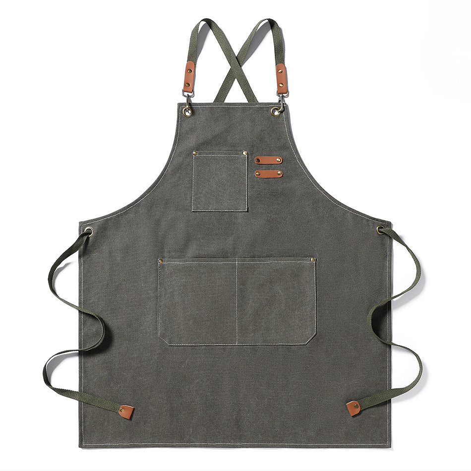 Wholesale Canvas Multi Pocket Advertising Kitchen Work Apron