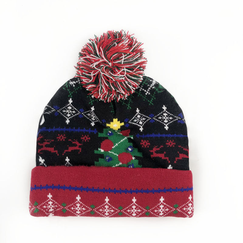 Wholesale Colorful Luminous Knitted Hat Removable Battery LED Light Christmas Hat