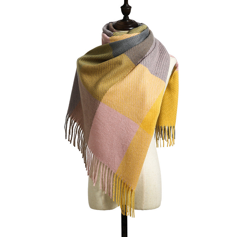 Wholesale women's autumn and winter imitation cashmere British style tassel shawl scarf