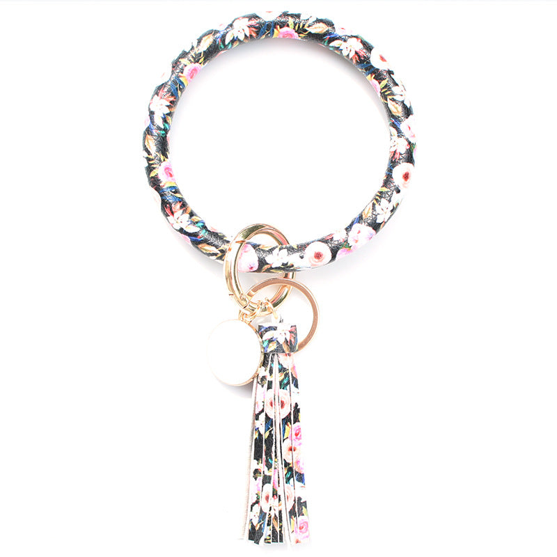 WholesalePU Leather Tassel Bracelet Keychain