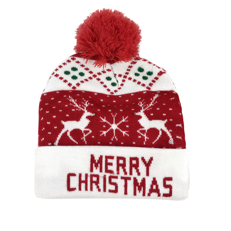 Wholesale Colorful Luminous Knitted Hat Removable Battery LED Light Christmas Hat