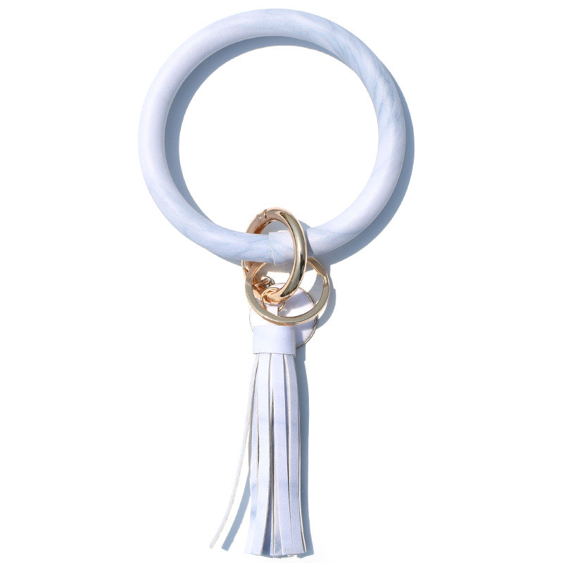 WholesalePU Leather Tassel Bracelet Keychain