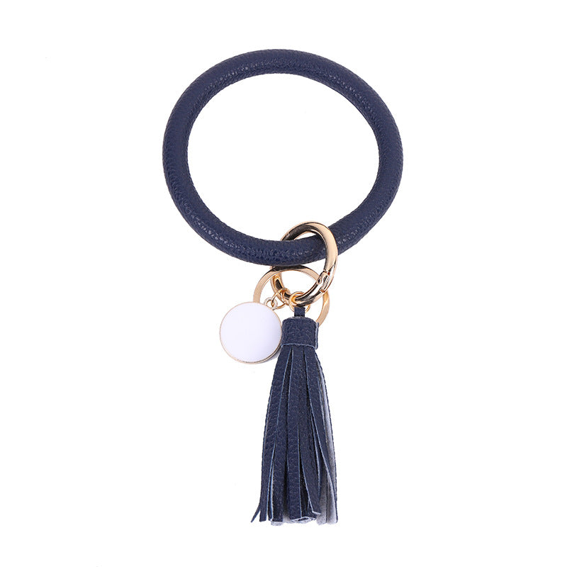 Wholesale Tie-dyed Bee Chrysanthemum Flag Simple Pu Leather Bracelet Keychain