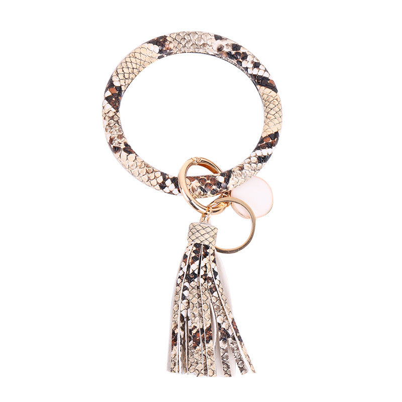 WholesalePU Leather Tassel Bracelet Keychain