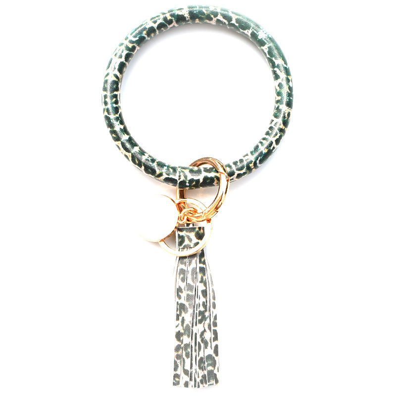 Wholesale Tie-dyed Bee Chrysanthemum Flag Simple Pu Leather Bracelet Keychain