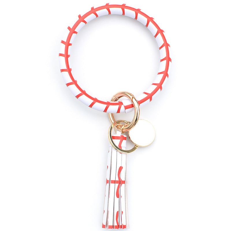 WholesalePU Leather Tassel Bracelet Keychain