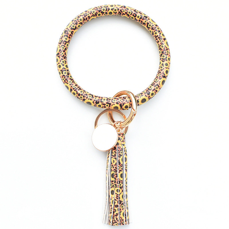 WholesalePU Leather Tassel Bracelet Keychain