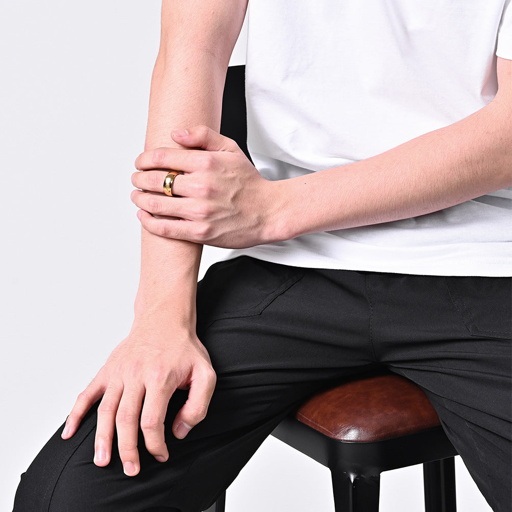 Wholesale 18K gold plated simple cool neutral style high-grade polished titanium steel tail ring