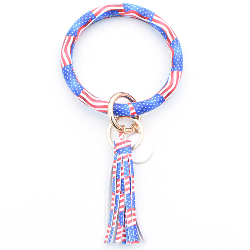 WholesalePU Leather Tassel Bracelet Keychain