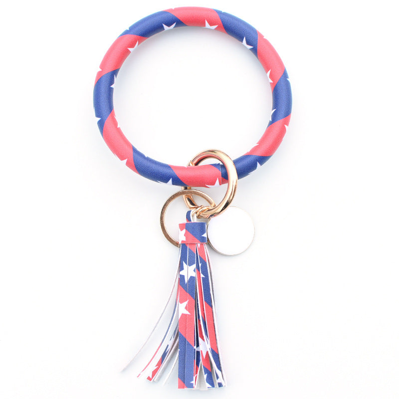 WholesalePU Leather Tassel Bracelet Keychain