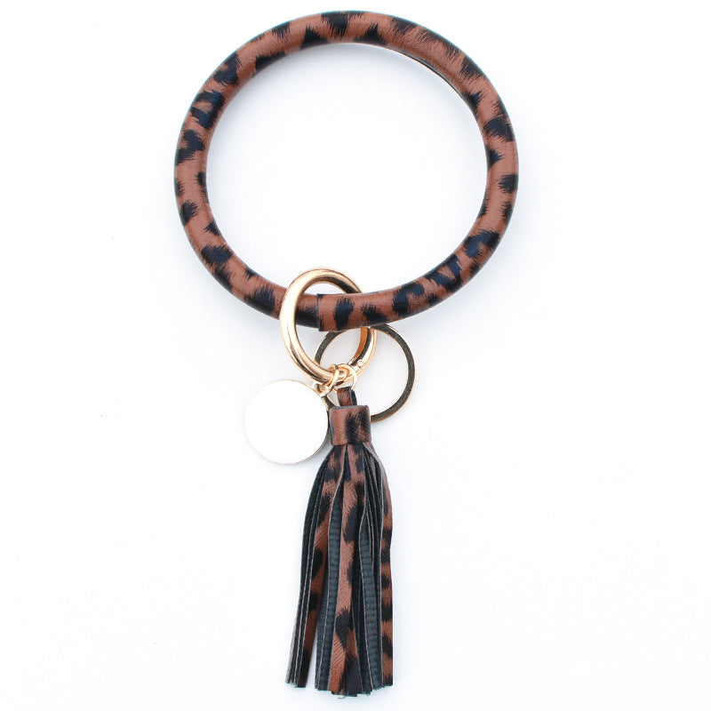WholesalePU Leather Tassel Bracelet Keychain