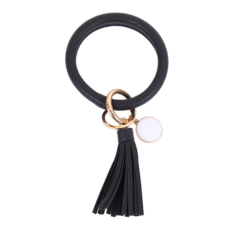 WholesalePU Leather Tassel Bracelet Keychain