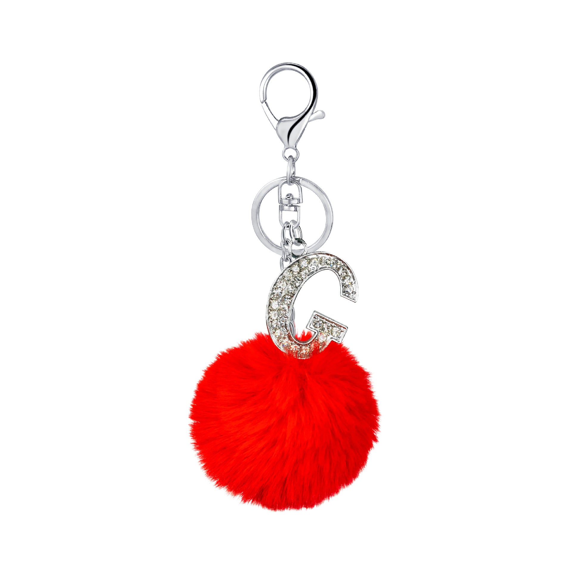 Wholesale Imitation Rex Rabbit Fur Ball Diamond-encrusted Alloy English Letter Keychain