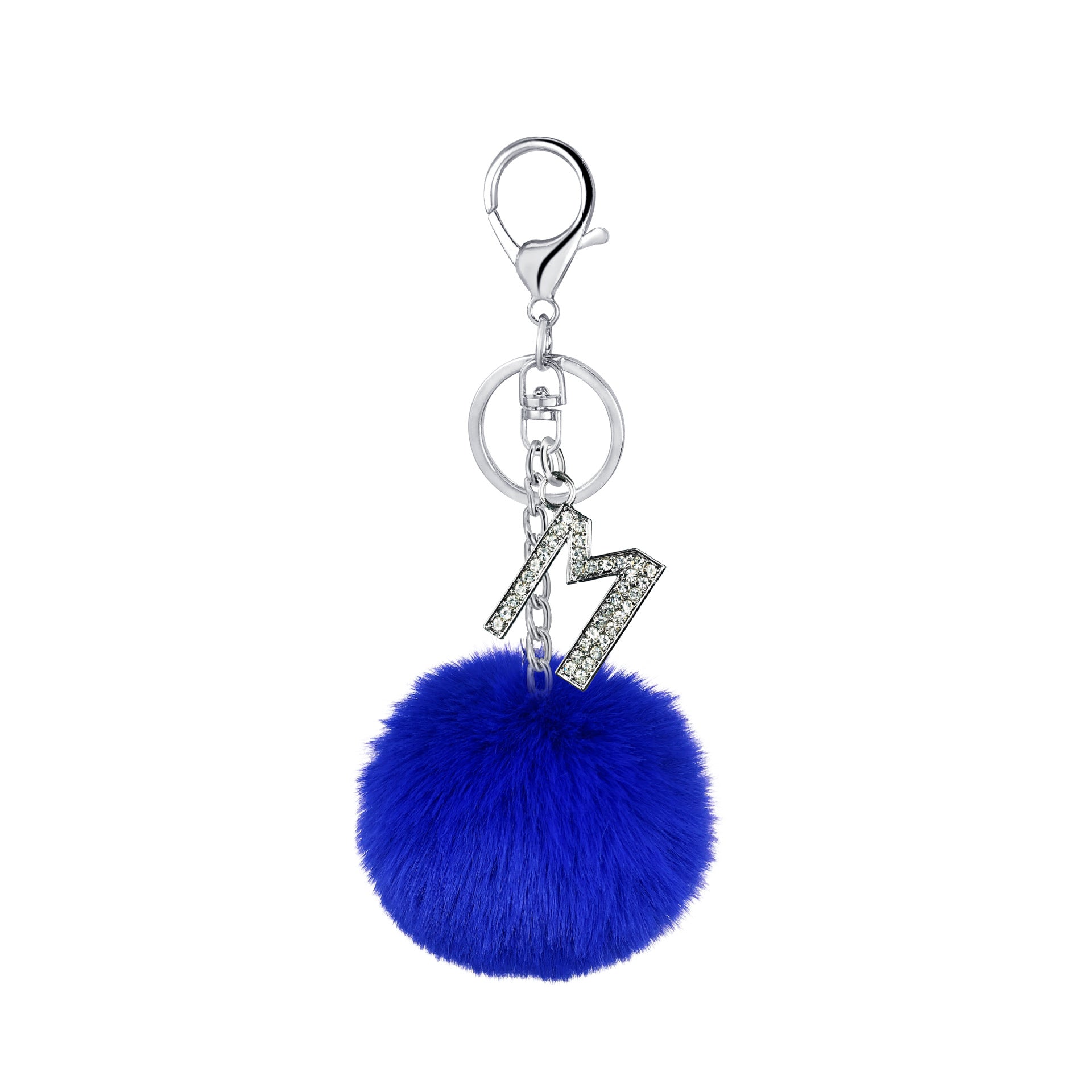 Wholesale Imitation Rex Rabbit Fur Ball Diamond-encrusted Alloy English Letter Keychain