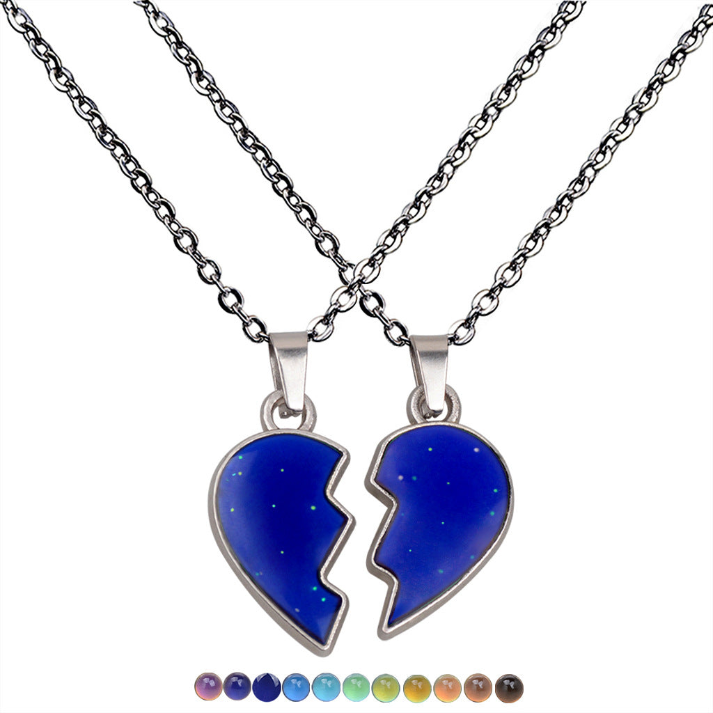 Wholesale Couple Angel Wings Love Temperature Sensation Color Changing Stainless Steel Necklaces