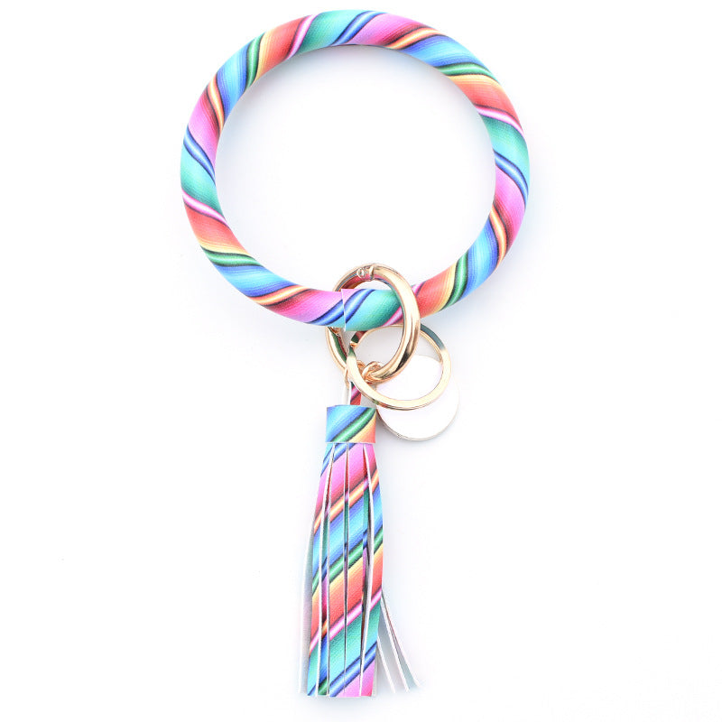 WholesalePU Leather Tassel Bracelet Keychain