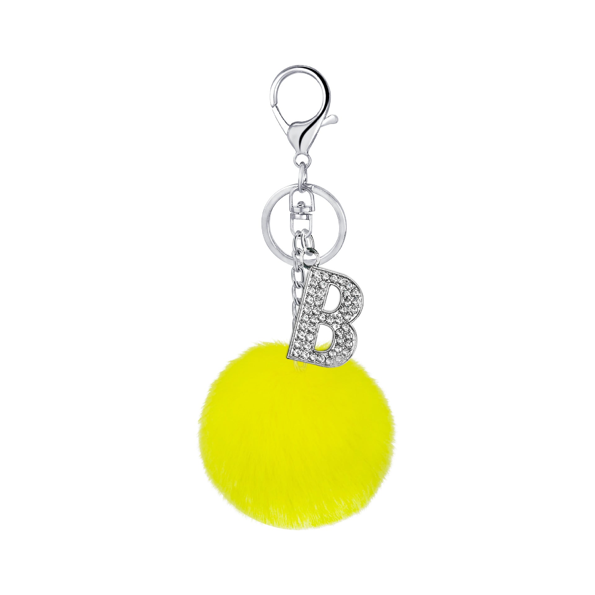 Wholesale Diamond Alloy Letter Fur Ball Keychain