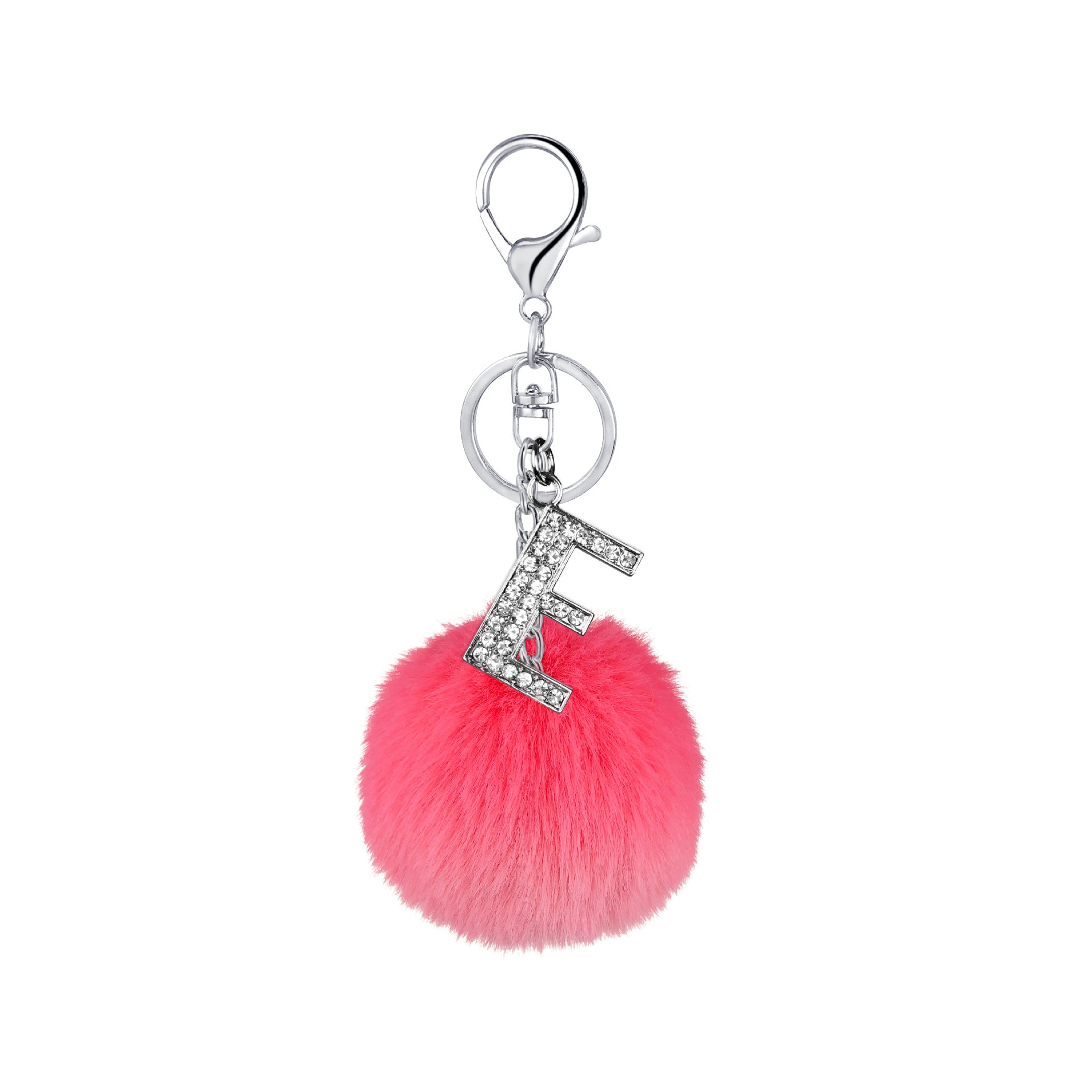 Wholesale Diamond Alloy Letter Fur Ball Keychain