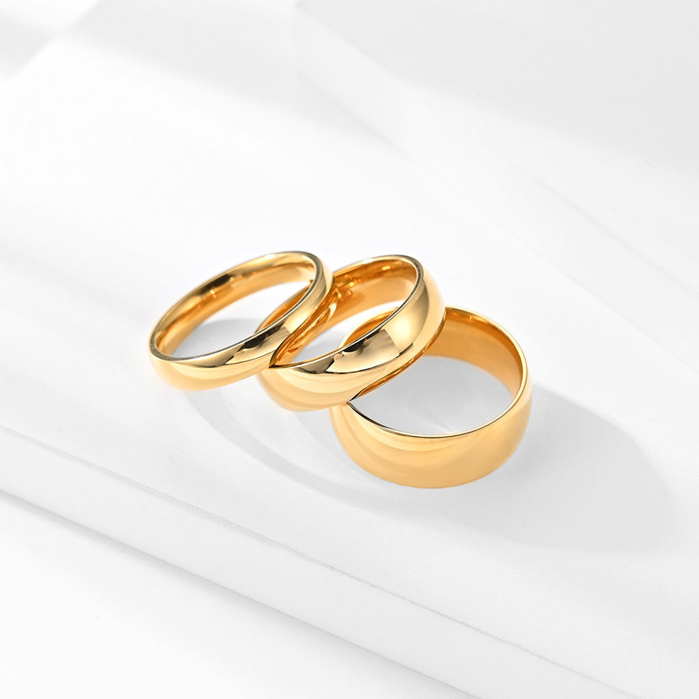 Wholesale 18K gold plated simple cool neutral style high-grade polished titanium steel tail ring