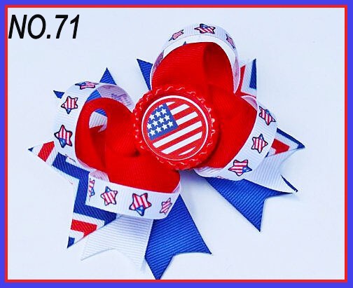 Wholesale of 10pcs US Independence Day Flag Series Double Layer Bow Fabric Hair Clips