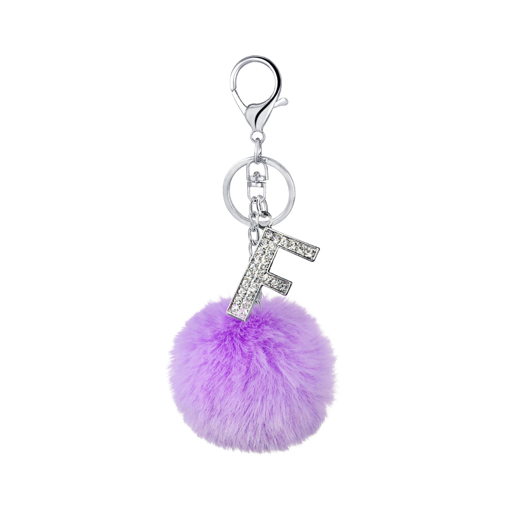 Wholesale Diamond Alloy Letter Fur Ball Keychain