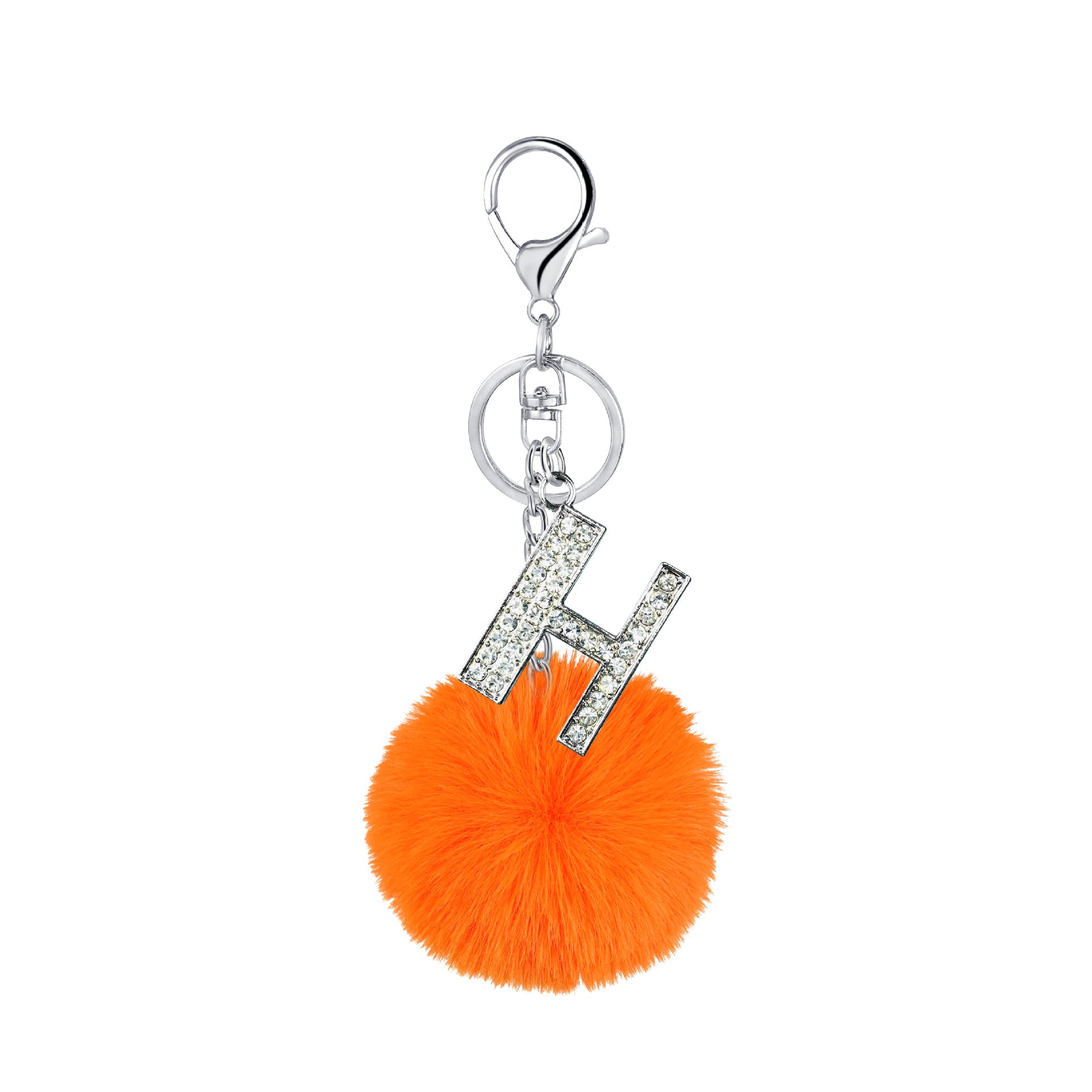 Wholesale Imitation Rex Rabbit Fur Ball Diamond-encrusted Alloy English Letter Keychain