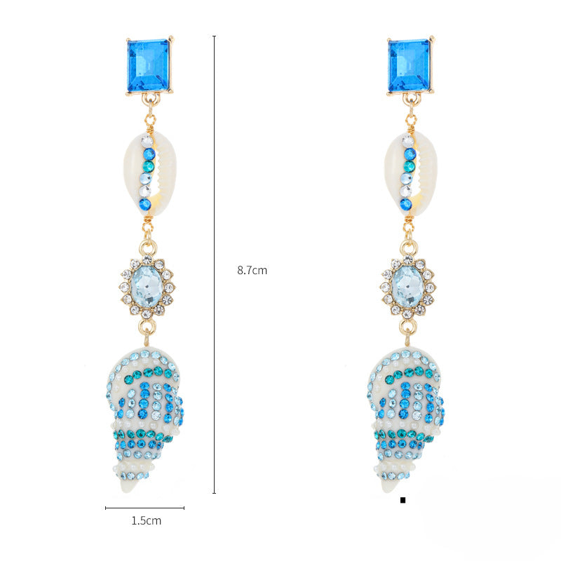 Wholesale Blue Coast Conch Diamond Summer Ocean Set  Alloy Necklace