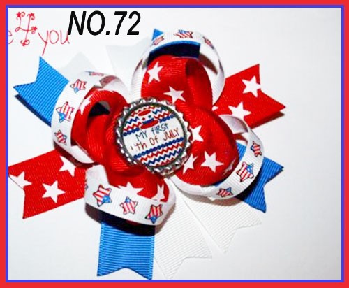 Wholesale of 10pcs US Independence Day Flag Series Double Layer Bow Fabric Hair Clips