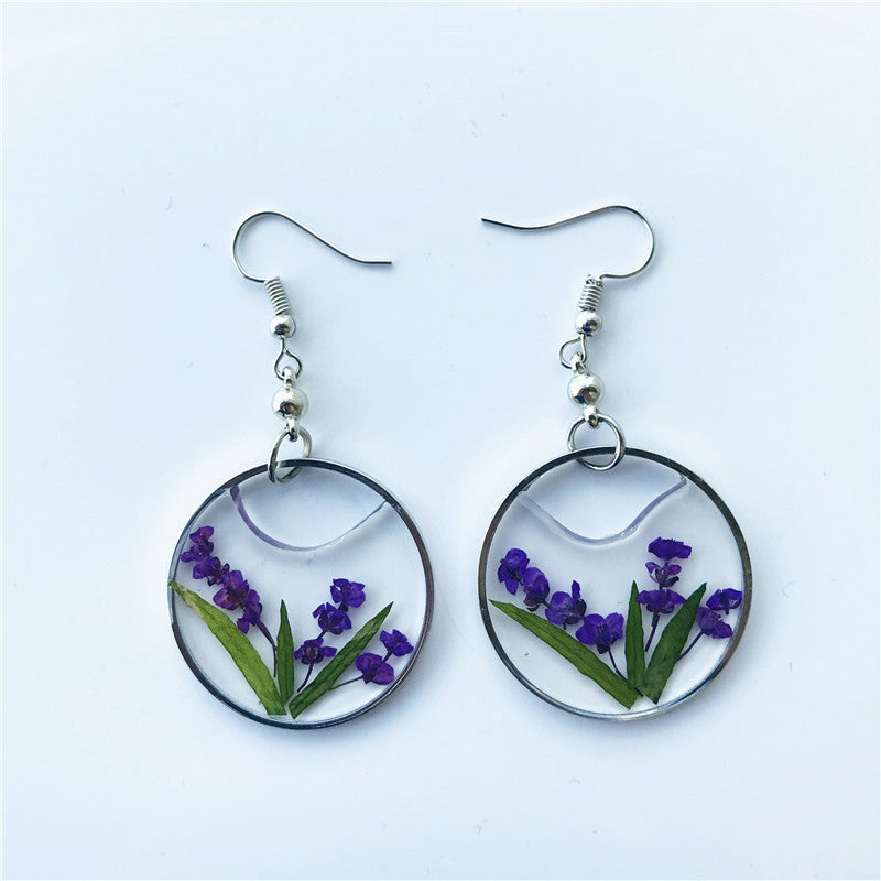 Wholesale 6pcs Small Fresh Floral Specimen Dried Flower Earrings