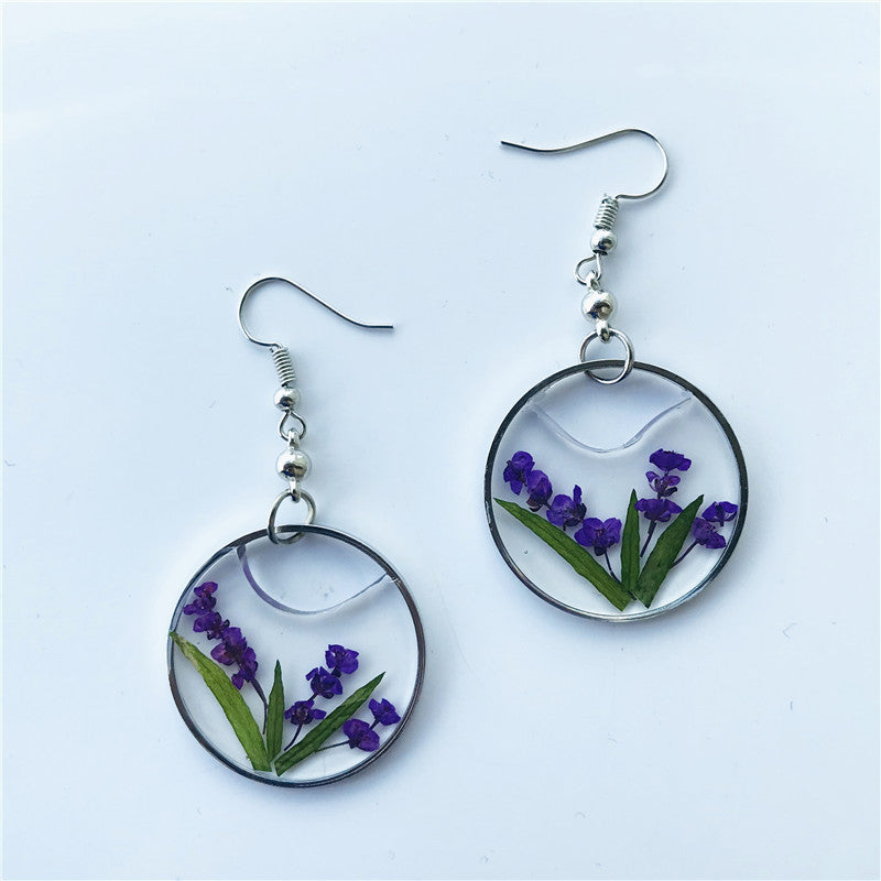 Wholesale 6pcs Small Fresh Floral Specimen Dried Flower Earrings