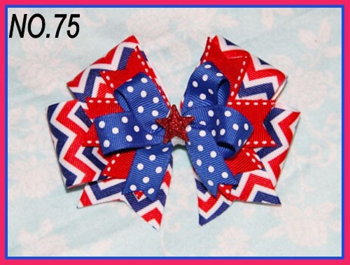 Wholesale of 10pcs US Independence Day Flag Series Double Layer Bow Fabric Hair Clips