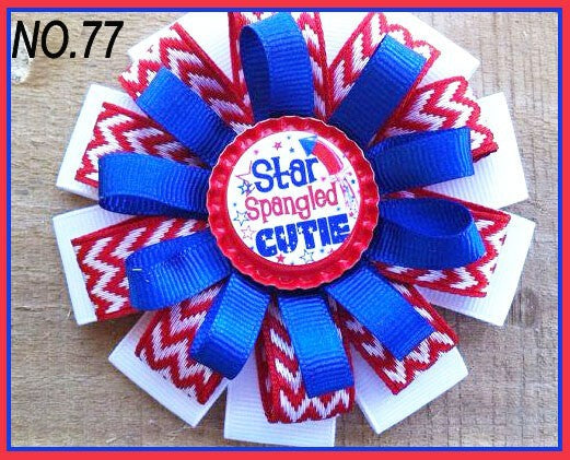 Wholesale of 10pcs US Independence Day Flag Series Double Layer Bow Fabric Hair Clips