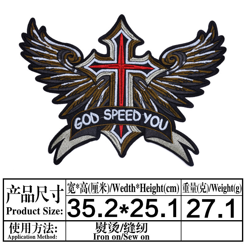 Wholesale Oversized Embroidered Eagle Patch Punk Motorcycle Badge Cloth Applique For Clothing DIY Craft Supply