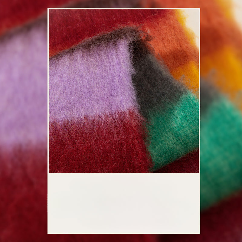 Wholesale Autumn and Winter Imitation Cashmere Colorful Knitted Fur Ball Tassel Warm Scarf